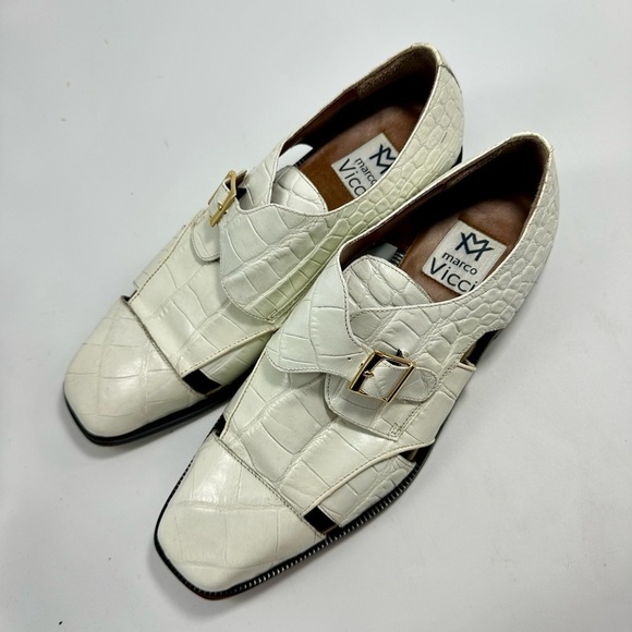 Marco Vicci white croc embossed city sandal loafers size 10.5 main image 8